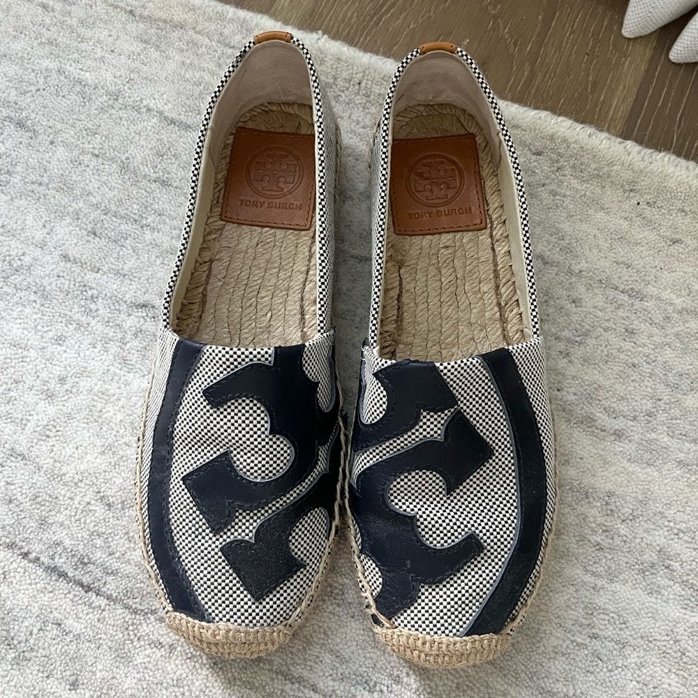 Tory Burch Black and White Espadrilles